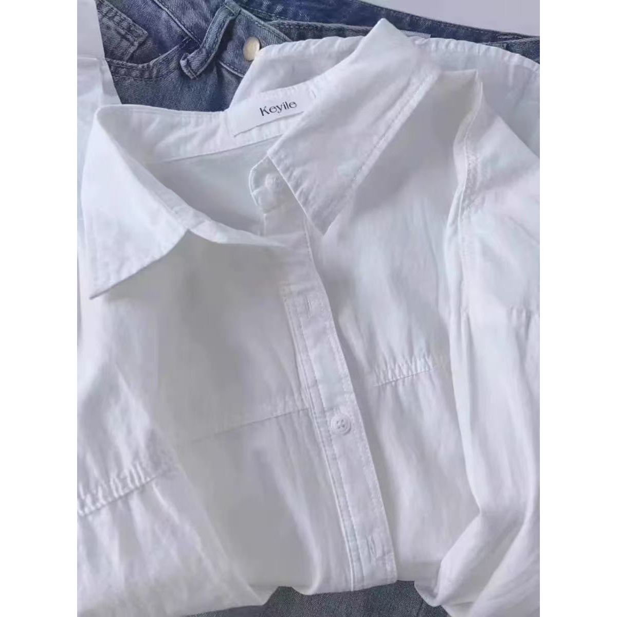 2025新款女装杏色衬衣夏季外穿防晒内搭打底衫纯棉长袖衬衫女上衣