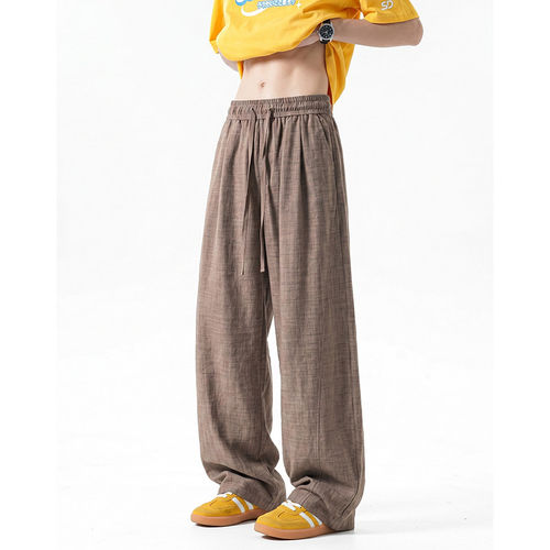 Men s Cotton Linen Pants Male Summer Breathable Trousers 裤