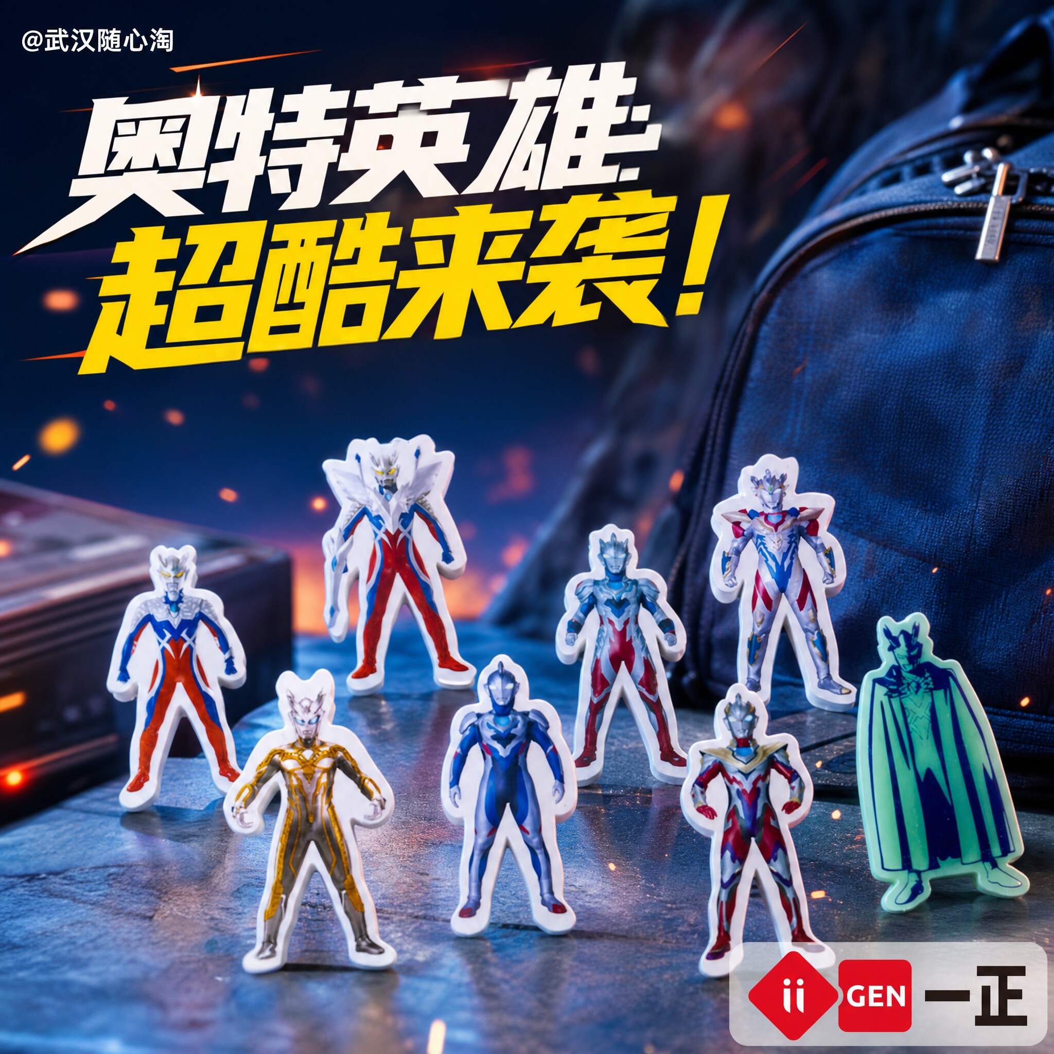 一正文具奥特曼橡皮檫盲盒人偶卡通趣味创意造型儿童小学生用品