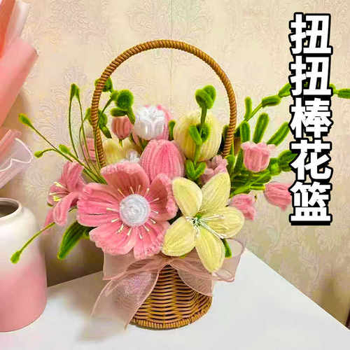 摆件手工编织客厅拍照仿藤花艺