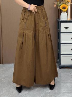 2025春夏设计师款时尚百搭气质松紧腰阔腿裤时尚显高显瘦气质女裤