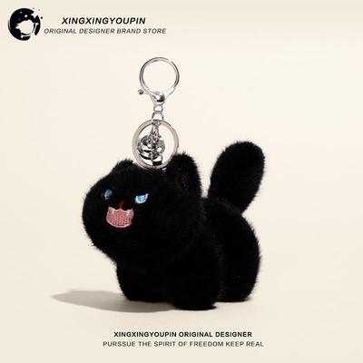 可爱毛绒炸毛小猫挂件书包背包公仔情侣车钥匙扣炼饰品玩偶礼物女