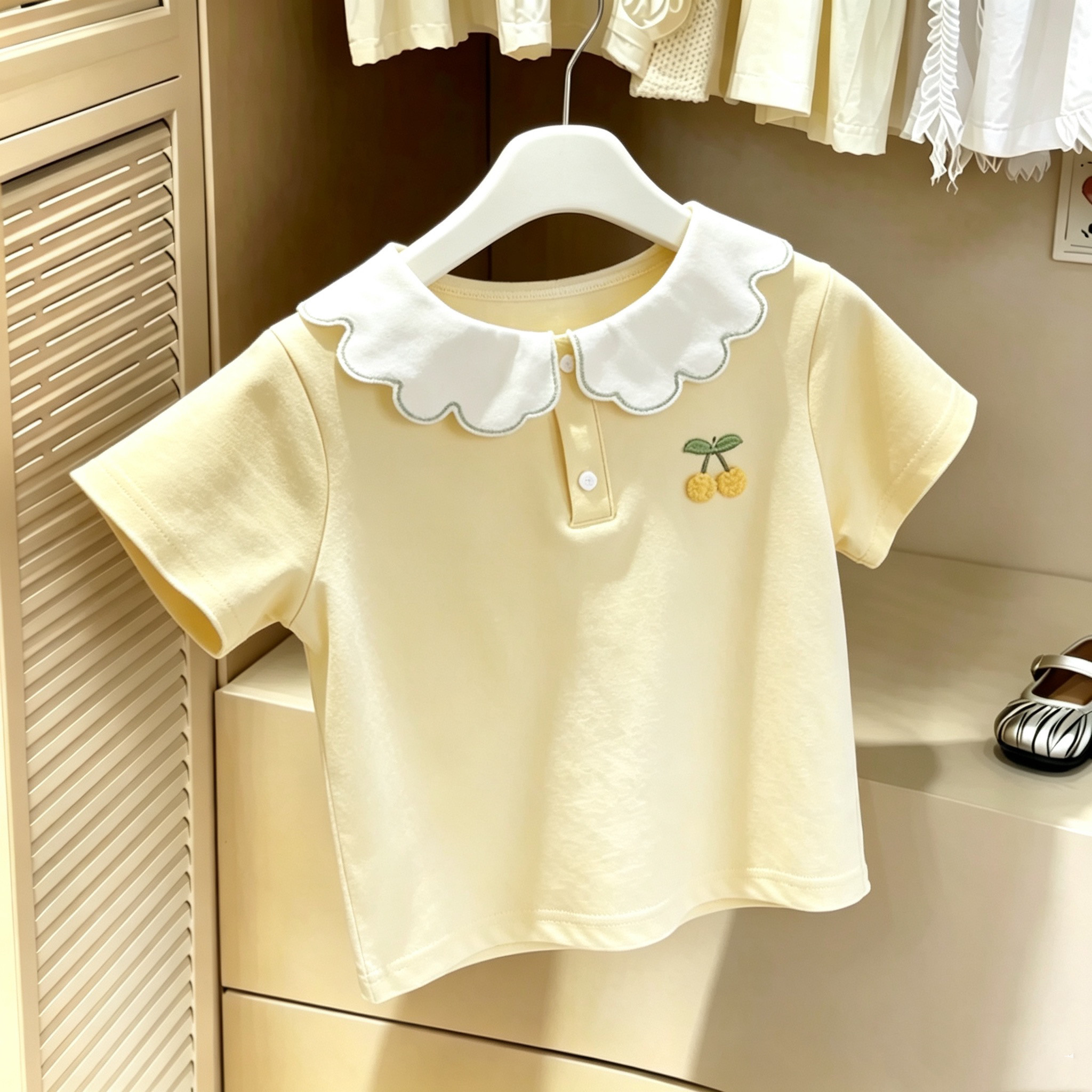 女童娃娃领短袖2026夏季新款T恤