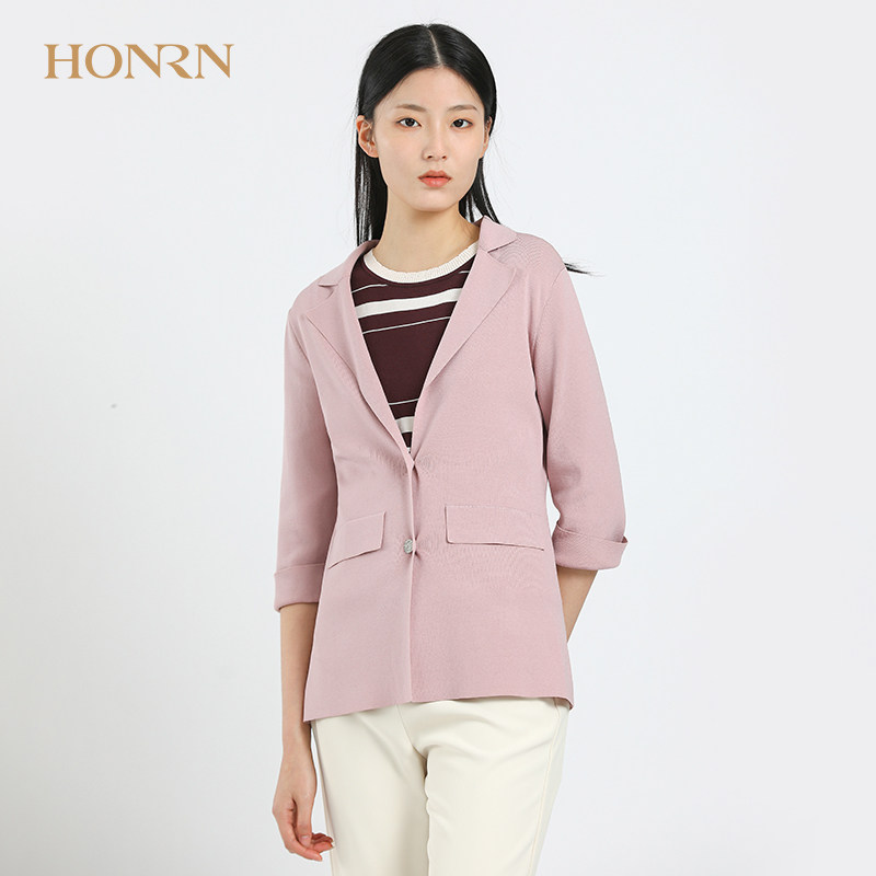 honrn/红人专柜正品春季女装翻领西服针织衫商场同款hf11om630