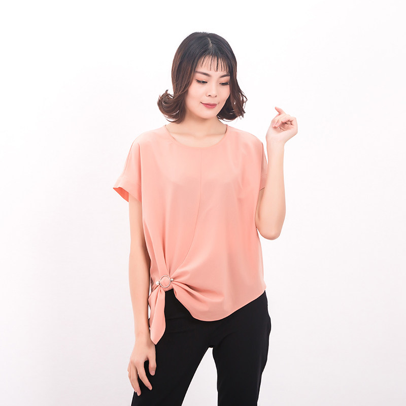 honrn/红人专柜正品夏季女装短袖圆领化纤上衣商场同款hd22sy687