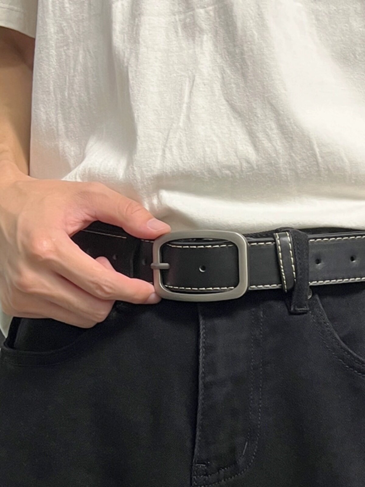 日本进口MUJIANTE新款简约百搭男士皮带潮流青年休闲裤腰带韩版个