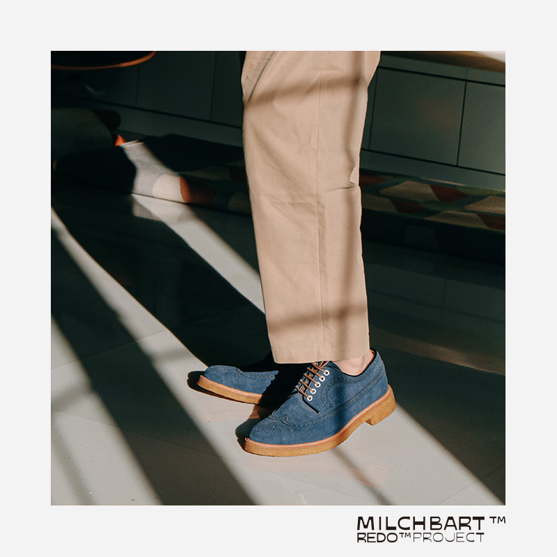 雕花德比蓝色牛反绒商务风男皮鞋