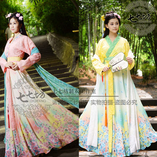 ◆七七坊◆春夏正统汉服华服家居中国风日常定位花雪纺交领襦裙