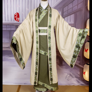 七七坊男士汉服全套装秦汉朝华服民族大氅双绕曲裾袍非古装楚风七