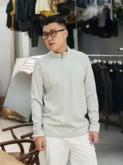 【260105012】Sande Tencel Wool Men's Outdoor Sports Half-Zip Long Sleeve T-Shirt Casual Sweatshirt