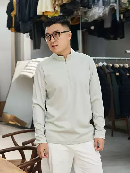 【260105012】Sande Tencel Wool Men's Outdoor Sports Half-Zip Long Sleeve T-Shirt Casual Sweatshirt