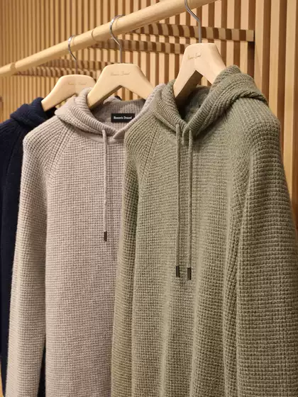 Heavyweight Light & Warm Cloud-Soft Wool Cashmere Men's Fall/Winter Hooded Knit Sweater