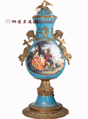 欧式风纯手工彩绘古董落地摆件