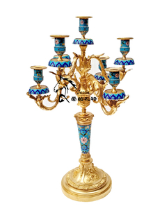 狮落高端欧式新古典法式风格纯铜雕刻手工彩绘新款七头烛台包邮