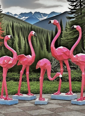 火烈鸟玻璃钢雕塑户外网红美陈
