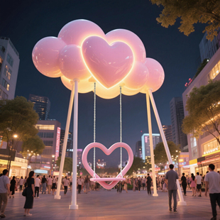 户外云朵秋千座椅雕塑文旅景区云朵装 饰陈摆设 饰品沙滩景观美装