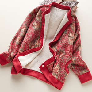 秋冬中老年妈妈开衫保暖内衣加绒加厚本命年大红打底开衫奶奶上衣