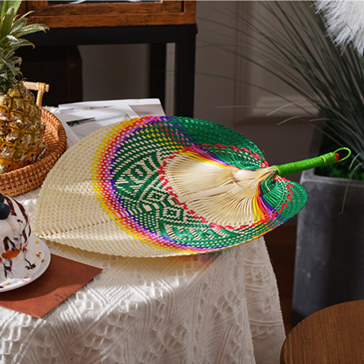 수제 대나무 직조 공예 부채 대형 부들 부채 짠 부채 장   부채 모기 구충제 휴대용 부채 절묘한 부채