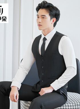 春秋伴郎新郎兄弟团修身休闲职业西服套装马甲白衬衫男士结婚套装