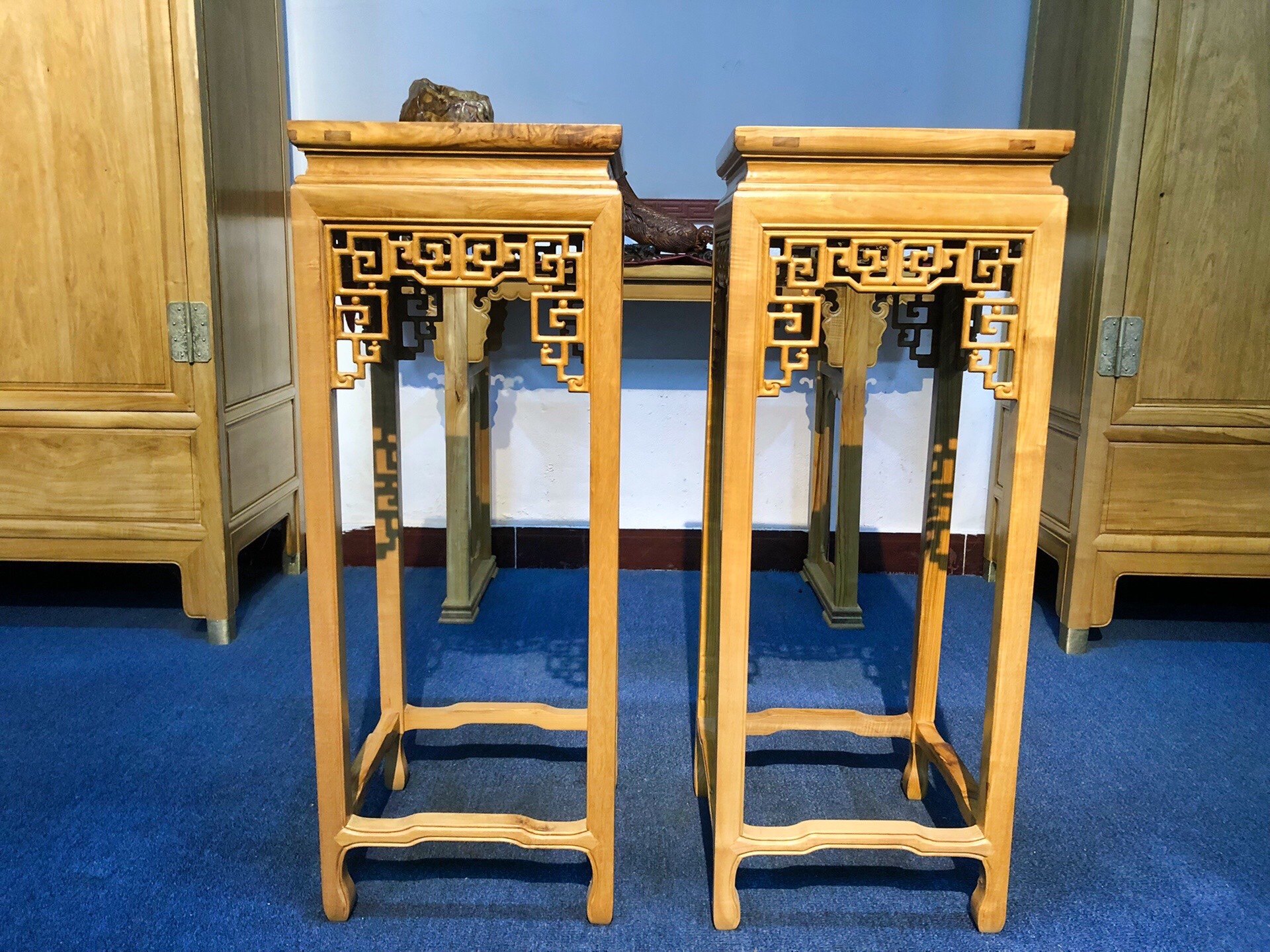 海南坡垒木精美古典花架一套/独板溜疤花纹/实用性价比高