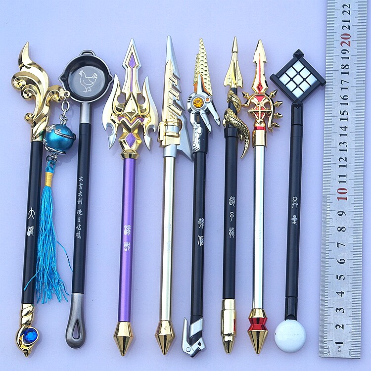 荣耀英雄兵器韩信杨戬街头霸王平底锅武器模型金属签字笔中性笔