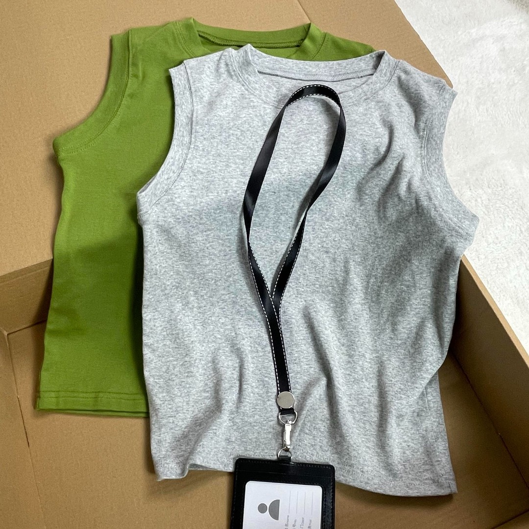 无袖灰色百搭休闲运动背心纯色简约基础款女生工字上衣遮副乳夏季