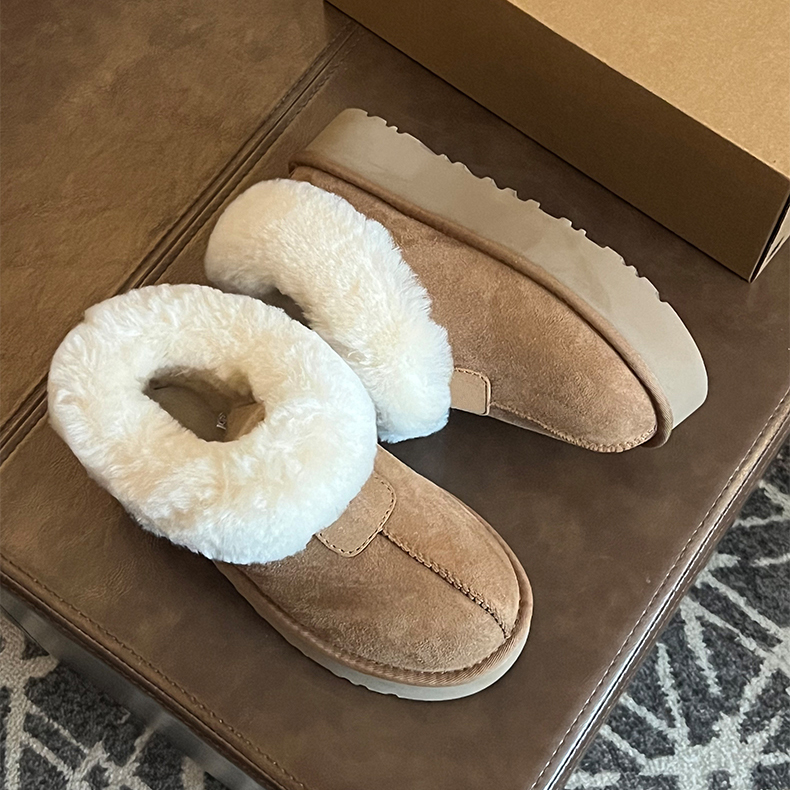 桑坡厚底雪地靴女休闲舒适加绒加厚羊皮毛一体塔茨特棉鞋女外穿