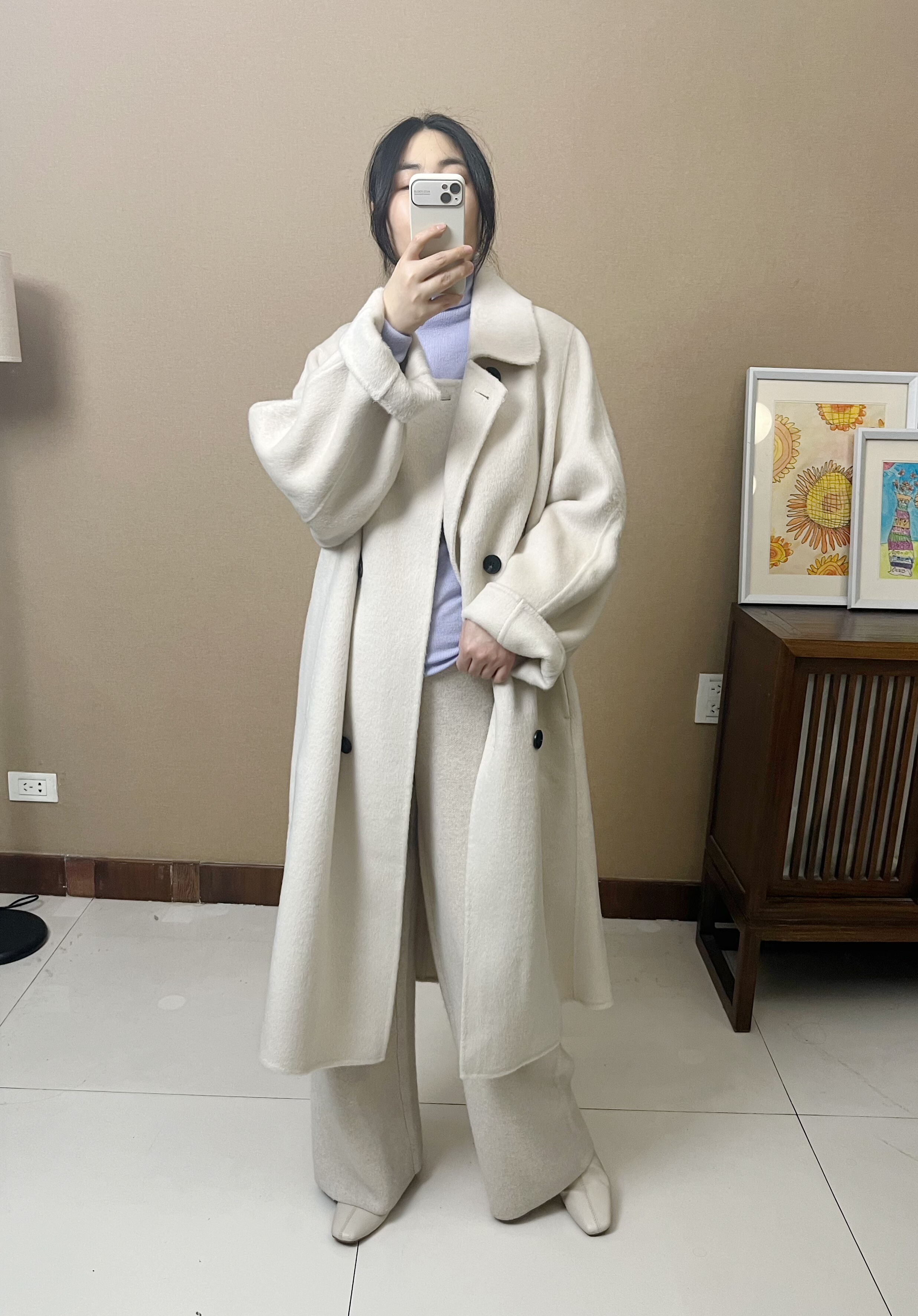 2025冬季新款双面羊绒大衣女中长款韩版宽松过膝毛呢外套牦牛绒