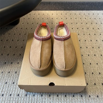 冬厚底民族风雪地靴女保暖拖鞋皮毛一体加厚包头防滑棉鞋1122553