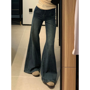 女拖地裤 依琳家美式 高腰显瘦牛仔裤 2026新款 复古小个子微喇叭春季