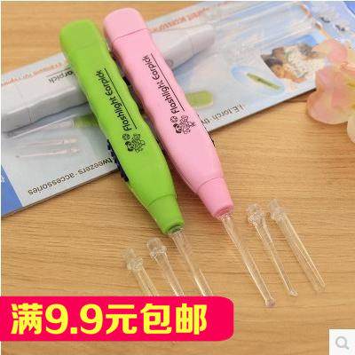 塑料防滑手柄耳扒 儿童耳朵清洁发光掏耳勺 宝宝透明带灯光挖耳勺