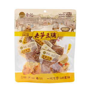 奇记豆脯夹肉包笋原味香辣素肉豆干小零食网红休闲袋装218克包邮