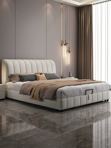 Технология кремового ветра ткани двойная современная минималистская 1,8 -метровая небольшая квартира главная спальня с высокой атмосферой