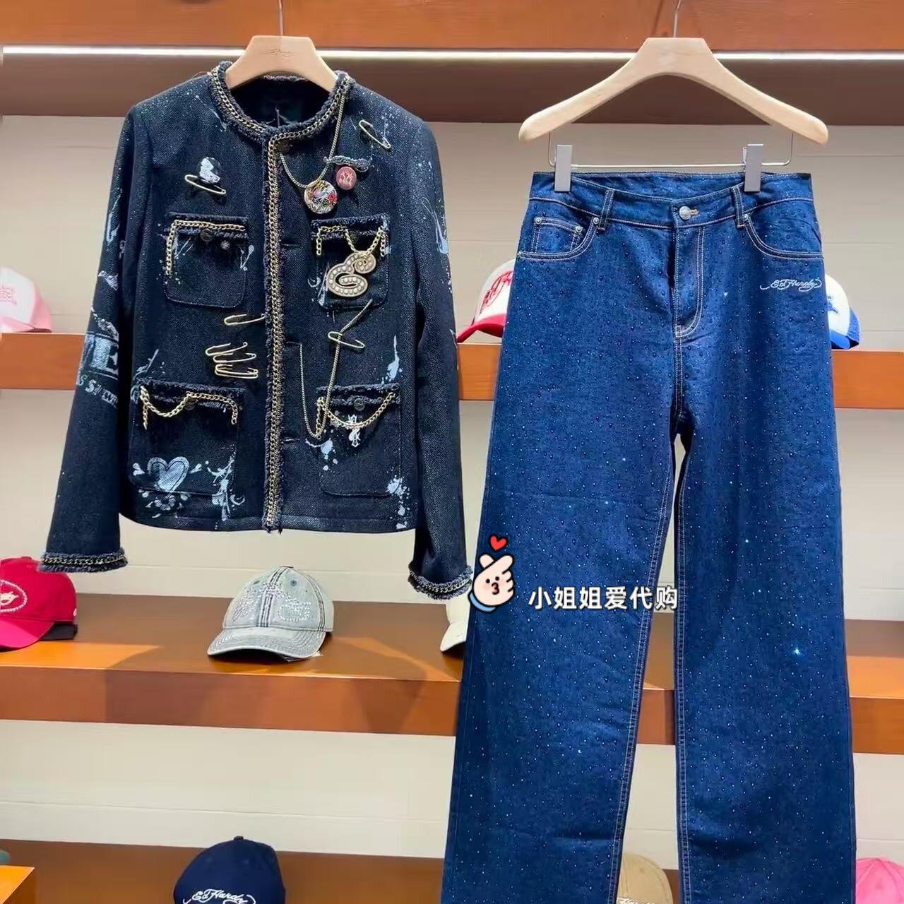 小姐姐Ed hardy潮牌专柜正品2025秋款女士牛仔外套E1RCW393-5680 - 实物图