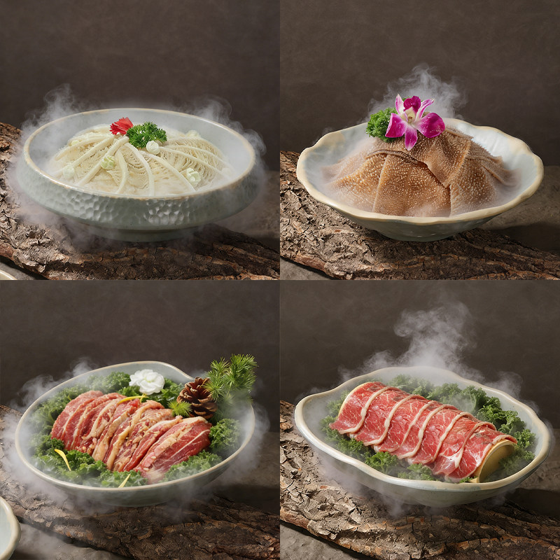山缓缓九秒牛肉盘意境干冰盘翘脚牛肉雪花肥牛毛肚千层肚铺冰大碗