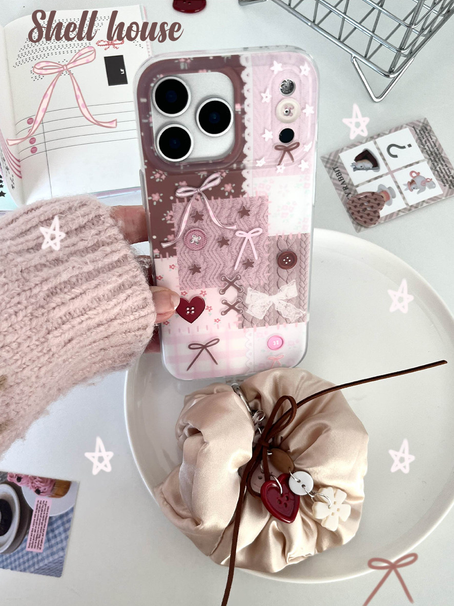 壳壳屋Shell house原创ins温柔风粉棕碎花蝴蝶结拼贴imd手感磨砂双层圆角手机壳17pro/16promax等,3C数码配件,手机保护套/壳,淘宝优惠券,粉丝福利购,淘宝优惠卷