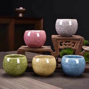 冰裂釉冰花遇水化冰主人杯个人单杯可养金丝铁线功夫茶杯子龙蛋杯