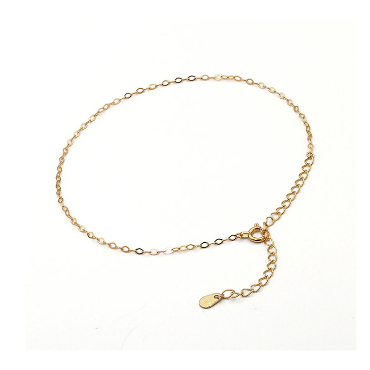 日本18K黄金脚链气质时尚扁平菱形十字链0字链脚饰丨宽1.6mm