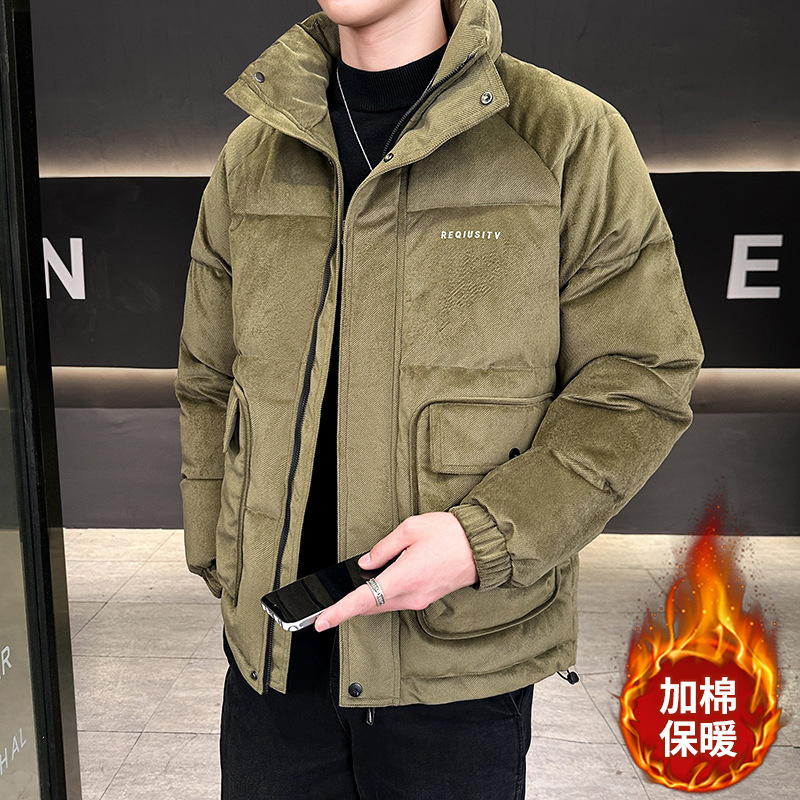 冬季新款加棉夹克青年男潮流加厚保暖工装上衣立领高级感外套