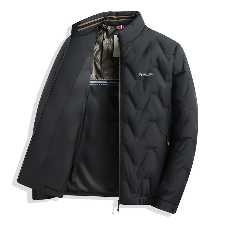 中年男士轻薄款羽绒服加大码加厚新款爸爸装立领保暖商务外套普通