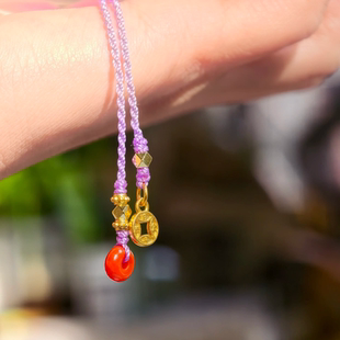纯手工编绳新国风南红平安扣手机挂绳日进斗金挂件包车挂原创定制