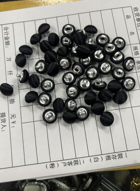 品质黑色真丝面料.黑色舒美绸蘑菇包扣.高档黑色绸缎面钮扣衬衫扣