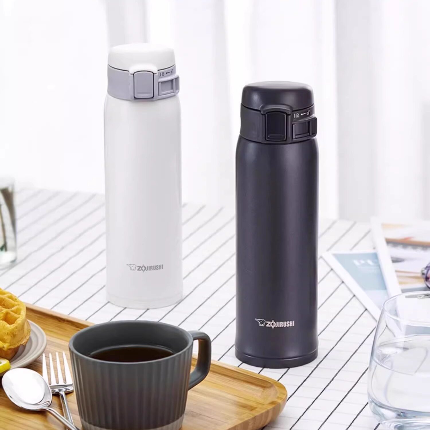 象印保温杯原装进口SM-SXE48轻量便携男女款水杯子一键开盖直饮杯