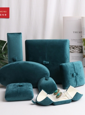 03XSR双开丝绒盒戒指项链收纳盒珍珠珠宝盒子项链戒指结婚饰品盒