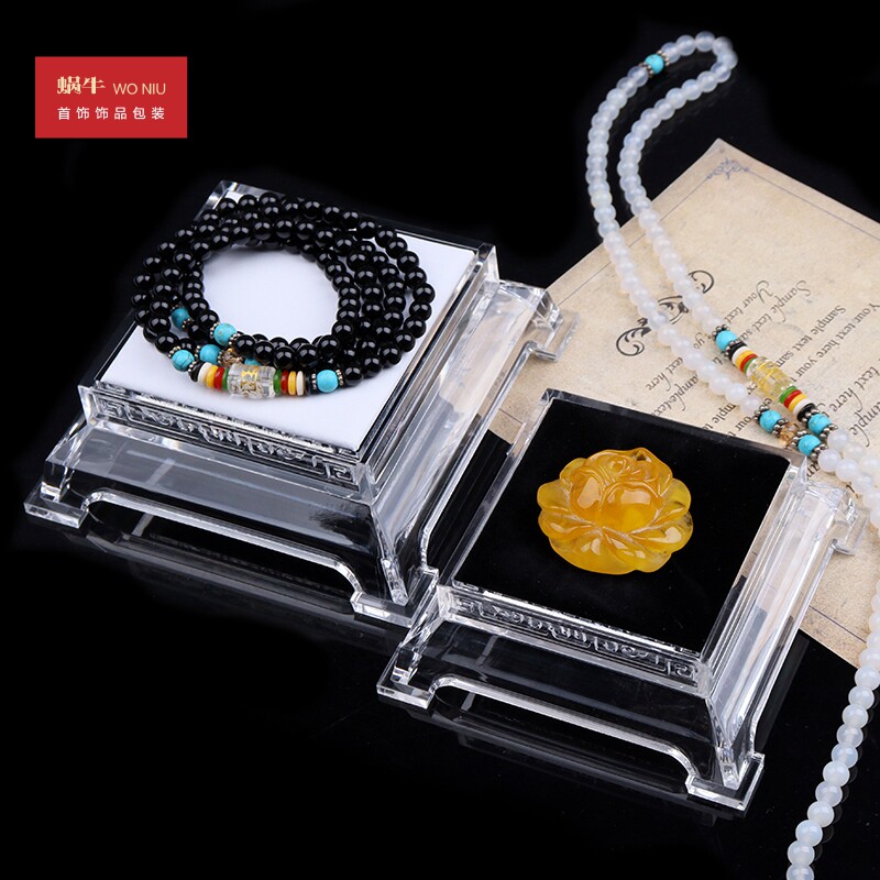 2szj亚克力方形虎脚手镯托首饰展示架手串文玩手镯展示台透明黑白