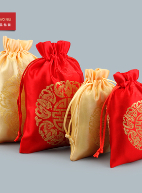 11FZK五福临门福袋饰品收纳包装喜庆珠宝首饰袋锦袋红色袋喜糖袋