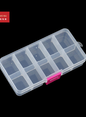 10SLSN可拆卸塑料10格红扣盒透明多格盒螺丝元件盒首饰盒收纳盒
