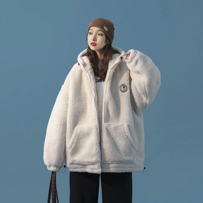冬季情侣羊羔毛加厚连帽慵懒风棉服男女同款171C-P120,女装棉衣/棉服,星座503-2