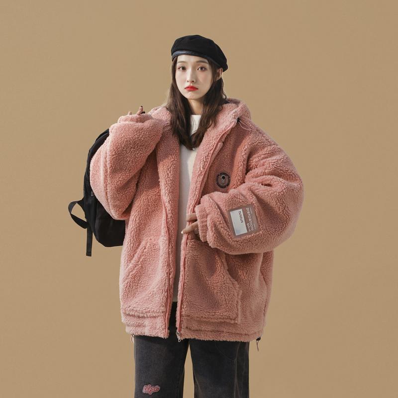 冬季情侣羊羔毛加厚连帽慵懒风棉服男女同款171C-P120，女装棉衣/棉服，星座503-2