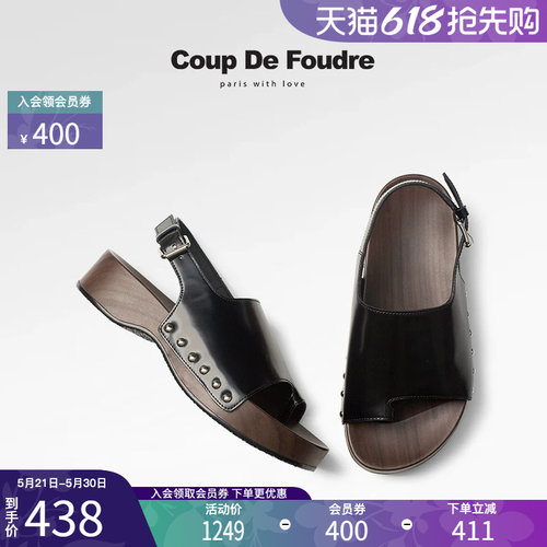 CDF女鞋2025夏季新款复古厚底罗马凉鞋时尚百搭真皮简约套趾凉鞋